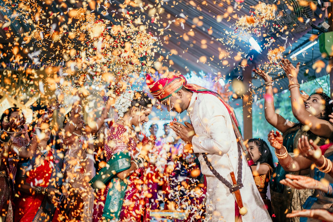 Bridal portrait in traditional silk